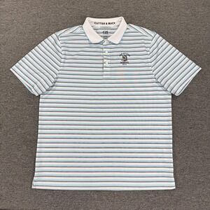 2018 US Open Shinnecock Hills Shirt Mens Large Striped Golf Cutter & Buck